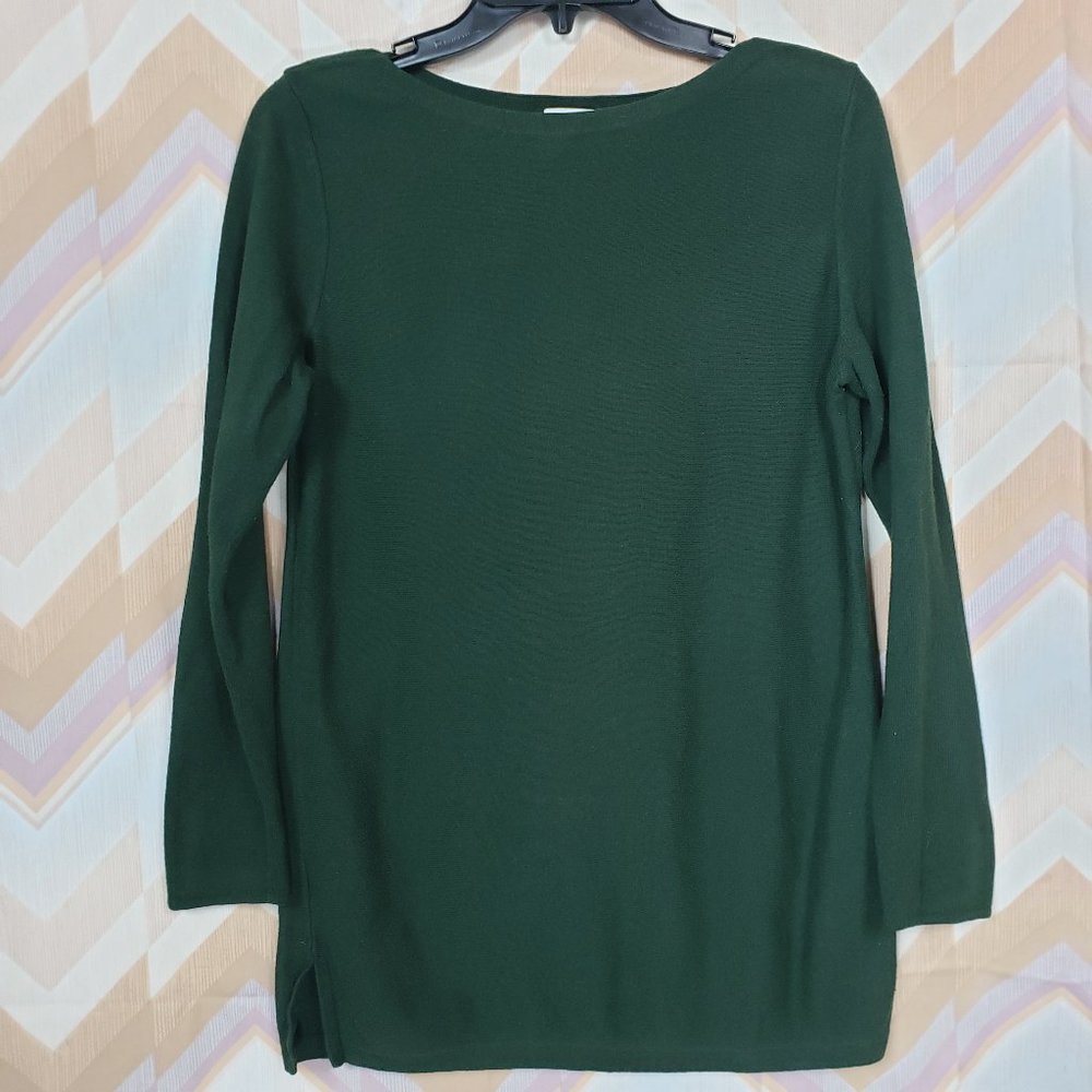 J.JILL green boat neck knit sweater